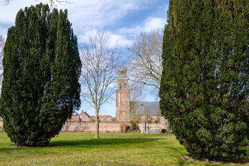 Fototapeta na wymiar Church in Vollenhove a small town in the northwest of the Dutch province of Overijssel