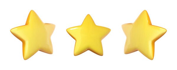 Star icon in cartoon 3d style isolated on white background. Vector illustration plastic volumetric yellow star