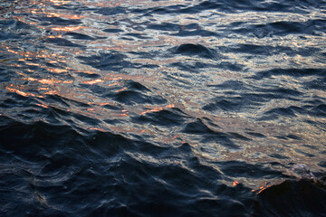 Waves on water. Water surface texture. Water ripples