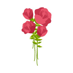 Red Flowers Isometric Composition