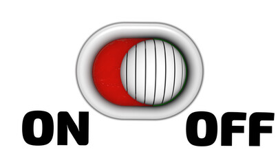 Option selection button. One option button on a white surface. 3D illustration