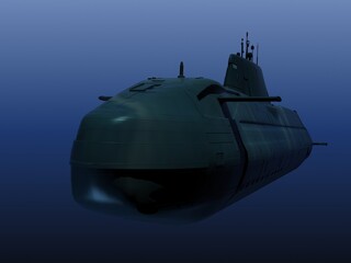 Fototapeta na wymiar submarino británico Astute, en inmersión y en superficie
