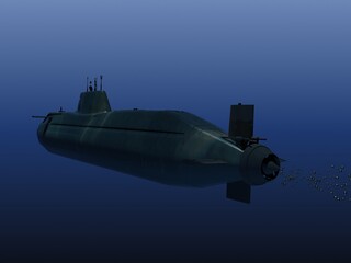 submarino británico Astute, en inmersión y en superficie