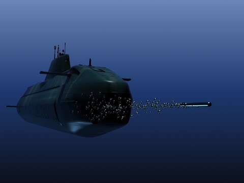 submarino brit&aacute;nico Astute, en inmersi&oacute;n y en superficie