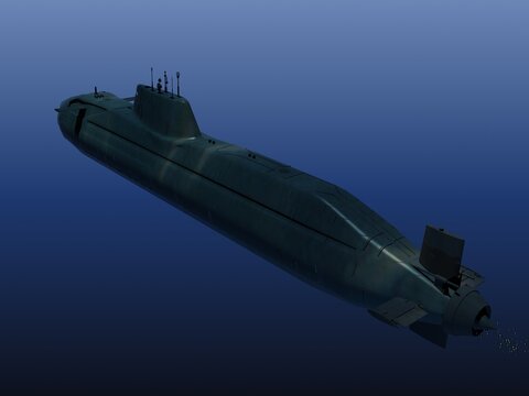 submarino brit&aacute;nico Astute, en inmersi&oacute;n y en superficie