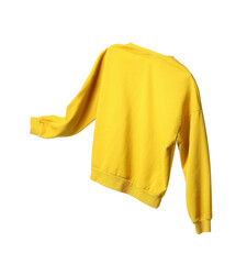Flying yellow sweatshirt on white background