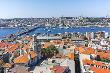 Panorama from Galata Tower to city of Istanbul, Turkey