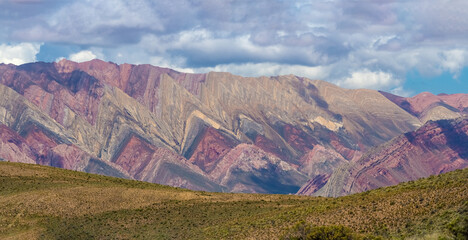 The famous Quebrada of Humahuaca and the Serranía de Hornocal viewpoint, Jujuy province, Northern...