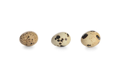 Fresh quail eggs on white background
