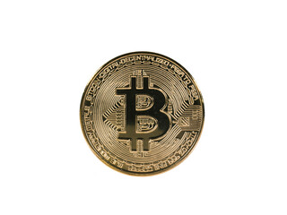 Bitcoin gold coin on white background