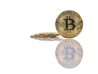 Bitcoin gold coin on white background