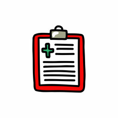medical history doodle icon, vector color line illustration