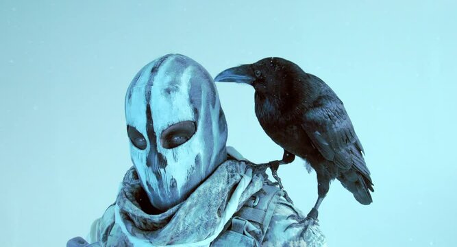 fighter with a crossbow and a raven, Apocalypse,