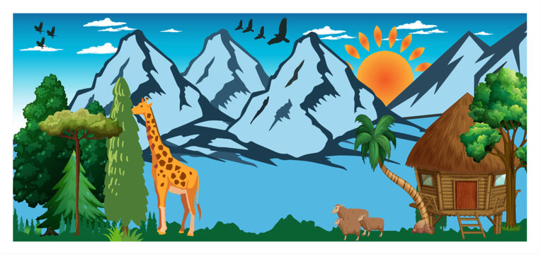 Village Vector Illustrator  Art designs
