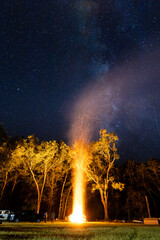 Campfire long exposure Louisiana night 