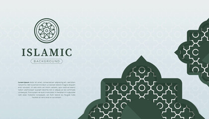 Islamic arabic ornament pattern frame borders green background