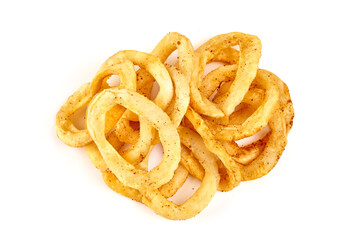Deep Fried Calamari Rings, isolated on white background.