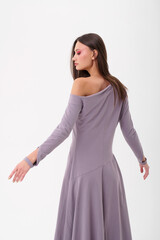 Naklejka premium Fashion shooting in studio . Professional model , fashionable clothes and style, new collection. stylish look