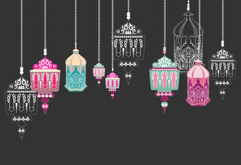 Fototapeta na wymiar traditional arabic lantern, ramadan, ramadan, kareem, graphics traditional arabic lantern with a white outline on a black background, vector illustration, background, Ramadan, Ramadan, Kareem, graphic