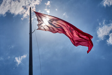 Turkish National Flag Wawing  Up In The Sky