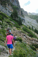 Mountaineers walking in the mountains