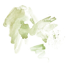 Eco green watercolor hand drawn paint splatter. splash abstract background. Water stains print