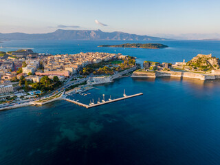 drone view of Kerkyra, capital of Corfu island, Greece