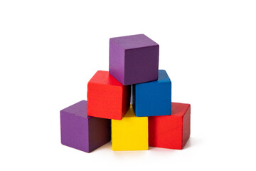 isolated colored wooden block construction
