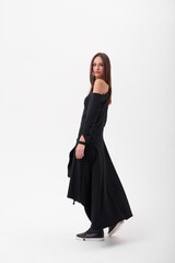 Naklejka premium Fashion shooting in studio . Professional model , fashionable clothes and style, new collection. stylish look