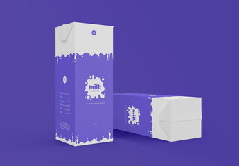 3D Milk Cardboard Mockup