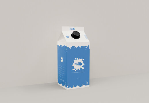 3D Small Milk or Juice Package Mockup