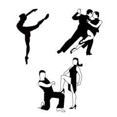 Dance silhouette design,Woman and man dancer