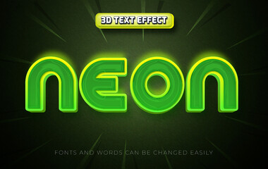 Green neon 3d editable text effect style