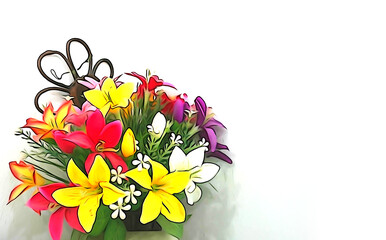 colorful flowers bouquet for wedding ceremony valentine card