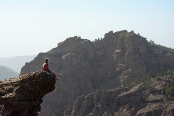 Woman on rock, Gran Canaria, Pico de Las Nieves