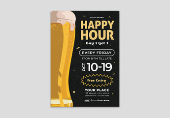 Happy Hour Beer Promotion Flyer Poster