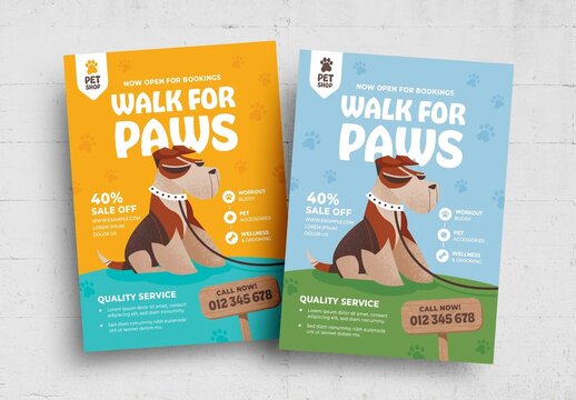 Dog Walker Dog Walking Pet Sitting Flyer Poster Layout