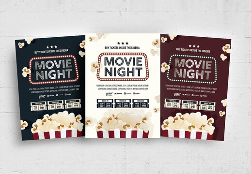 Movie Night Cinema Film Flyer Poster Layout