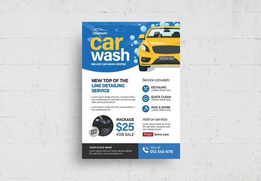 Car Wash Garaga Flyer Poster Layout
