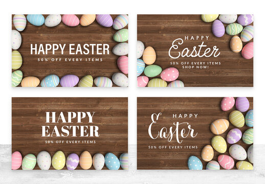 Easter Backgrounds with Pastel Easter Eggs