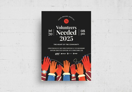 Volunteers Needed Volunteering Charity Mission Flyer Poster Layout