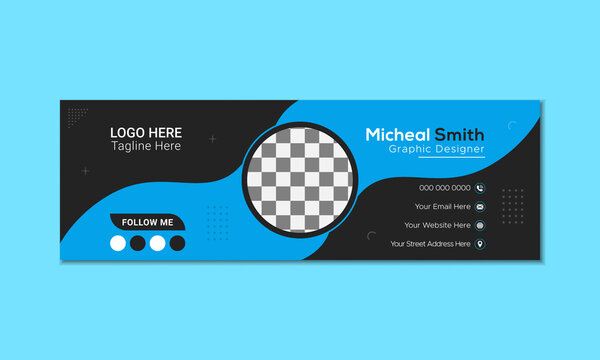 Modern creative business email signature template or modern and abstract corporate company email signature or email footer template
