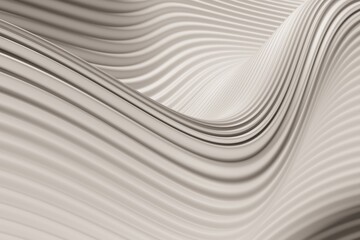White wavy architectural background. Abstract 3d rendering. Velvet fabric with divergent pleats. Smooth curves of lines. The play of light and shadows. Space for advertising.