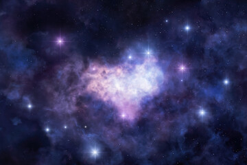 Fototapeta na wymiar Heart-shaped cosmic nebula