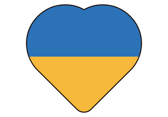 Icono negro corazón con bandera de Ucrania.