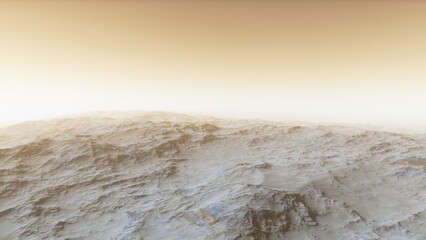 beautiful view from an exoplanet, a view from an alien planet, a computer-generated surface, a fantastic view of an unknown world, a fantasy world 3D render