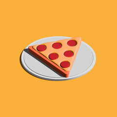 Pizza drawing 3d, pizza three-dimensional drawing, pizza slice