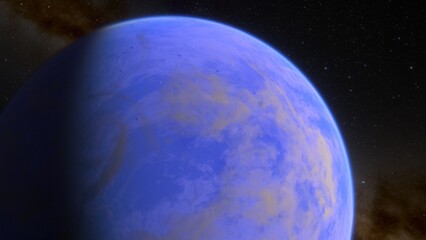 planet suitable for colonization, earth-like planet in far space, planets background 3d render	
