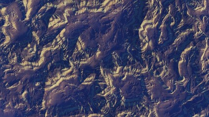 abstract aerial view, abstract cosmic texture, top view of alien planet 3d render