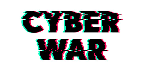 Fototapeta na wymiar Cyber war glitch text element. Hacker attack technology illustration. Network safety concept.